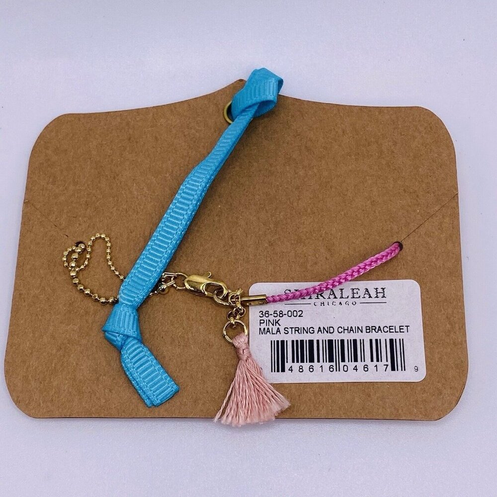 Anthropologie Shiraleah Bracelet Crystal Fringe Mala Pink Chain Feminine String - Picture 5 of 5